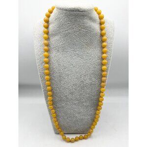 Vintage yellow stone beaded long necklace